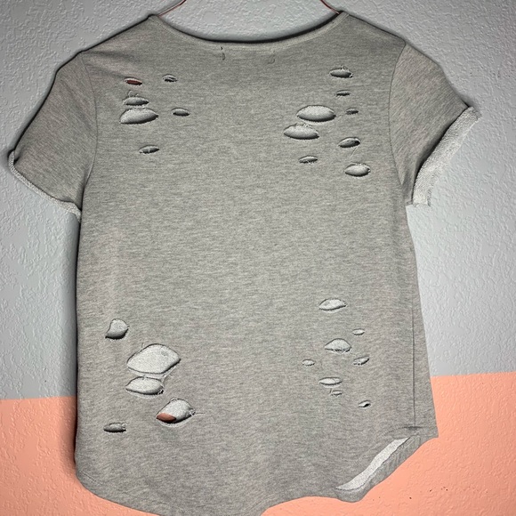 DILLARDS HONEY & SPARKLE TORN SHIRT - Picture 2 of 3